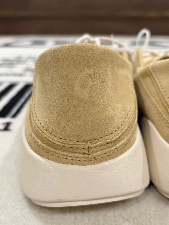 OluKai Ka\'a Driver Italian Suede Leather Lace Up Loafers - Golden Sand